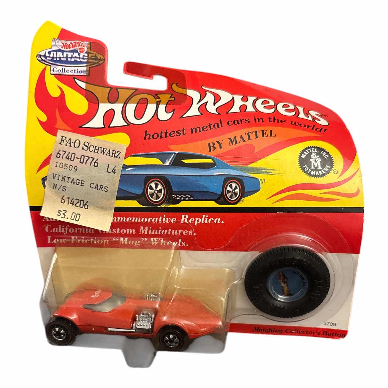 Photo 1 of 1993 MATTEL HOT WHEELS VINTAGE COLLECTION DIE-CAST AUTHENTIC REPLICA TWIN MILL W MATCHING COLLECTORS BUTTON (5709/RED)