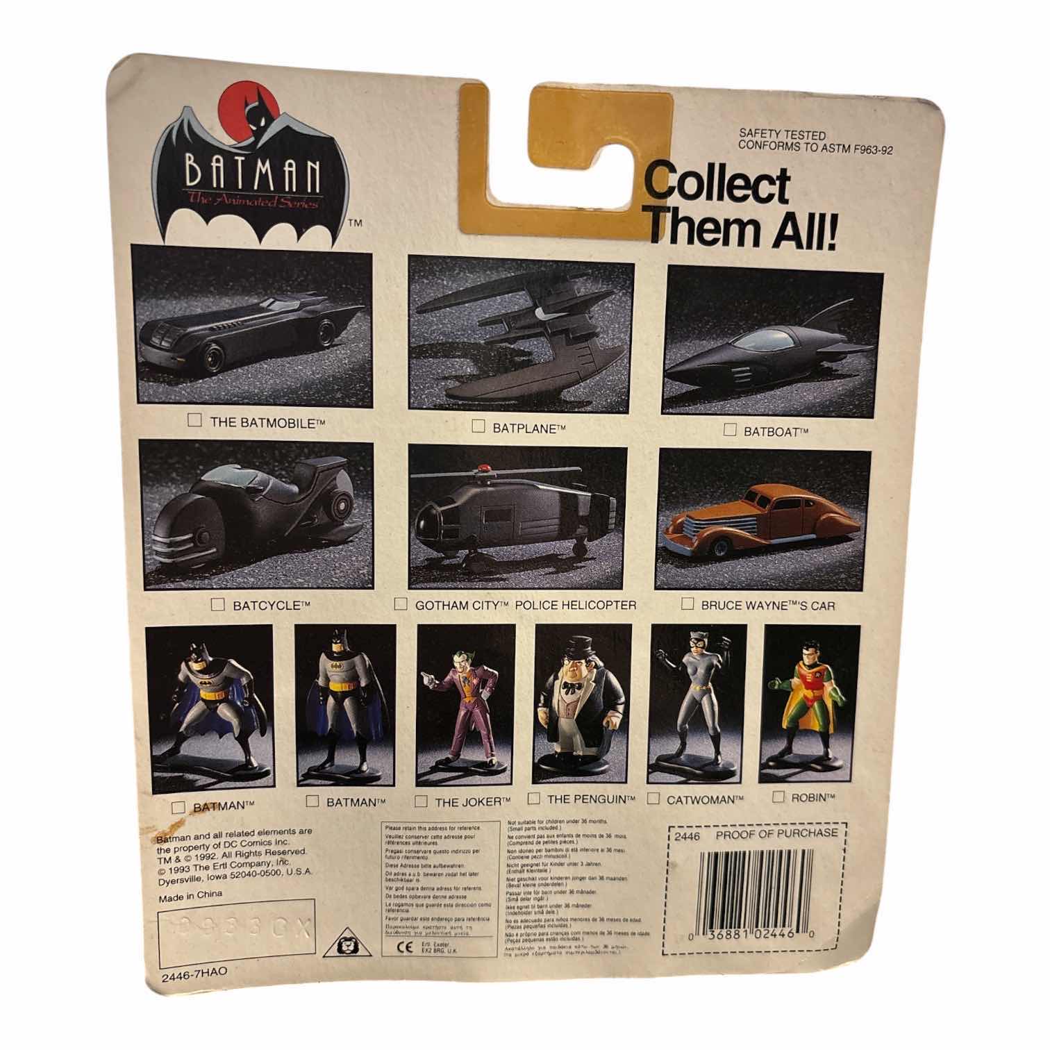 Photo 1 of 1992 ERTL BATMAN THE ANIMATED SERIES DIE-CAST METAL VEHICLE, THE BATMOBILE
