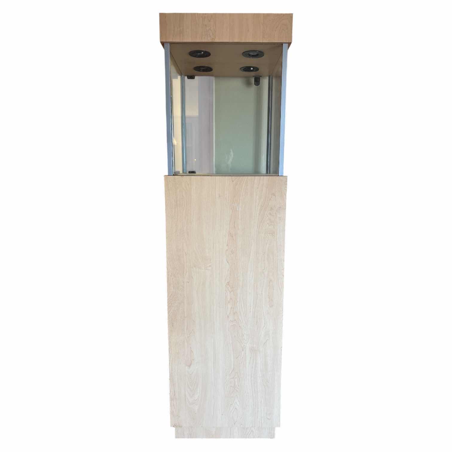 Photo 1 of LIGHT OAK LIGHTED PEDESTAL DISPLAY CASE 20”X20”X72” $468