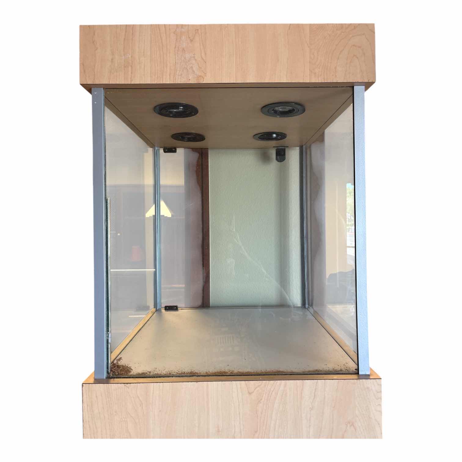 Photo 1 of LIGHT OAK LIGHTED PEDESTAL DISPLAY CASE 20”X20”X72” $468