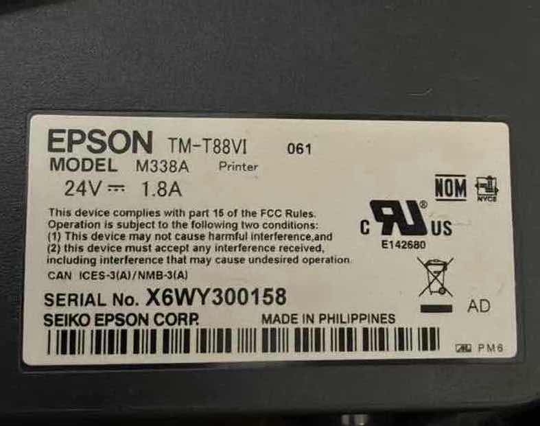 Photo 1 of EPSON THERMAL RECEIPT PRINTER M338A
