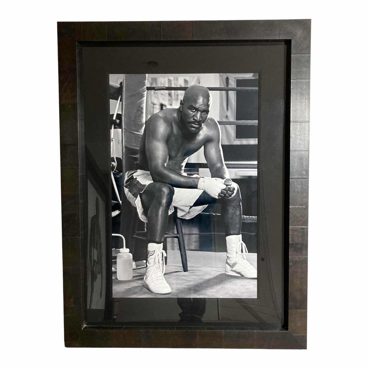 Photo 1 of EVANDER HOLYFIELD RINGSIDE PORTRAIT AUTOGRAPHED BY EVANDER HOLYFIELD FRAMED PHOTOGRAPH BY PETER LIK 368/450 41” X 2.75” H54.5” $15000