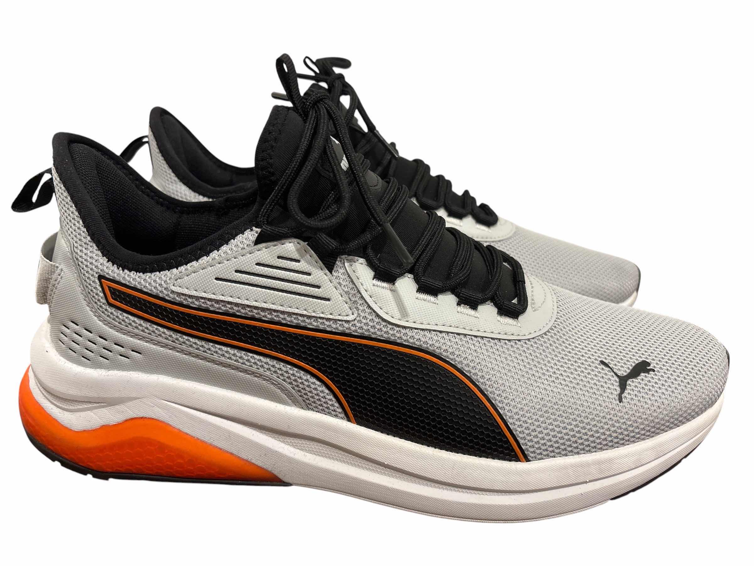 Photo 1 of MEN’S PUMA SHOES, SIZE 12 GREY/BLACK/ORANGE/WHITE