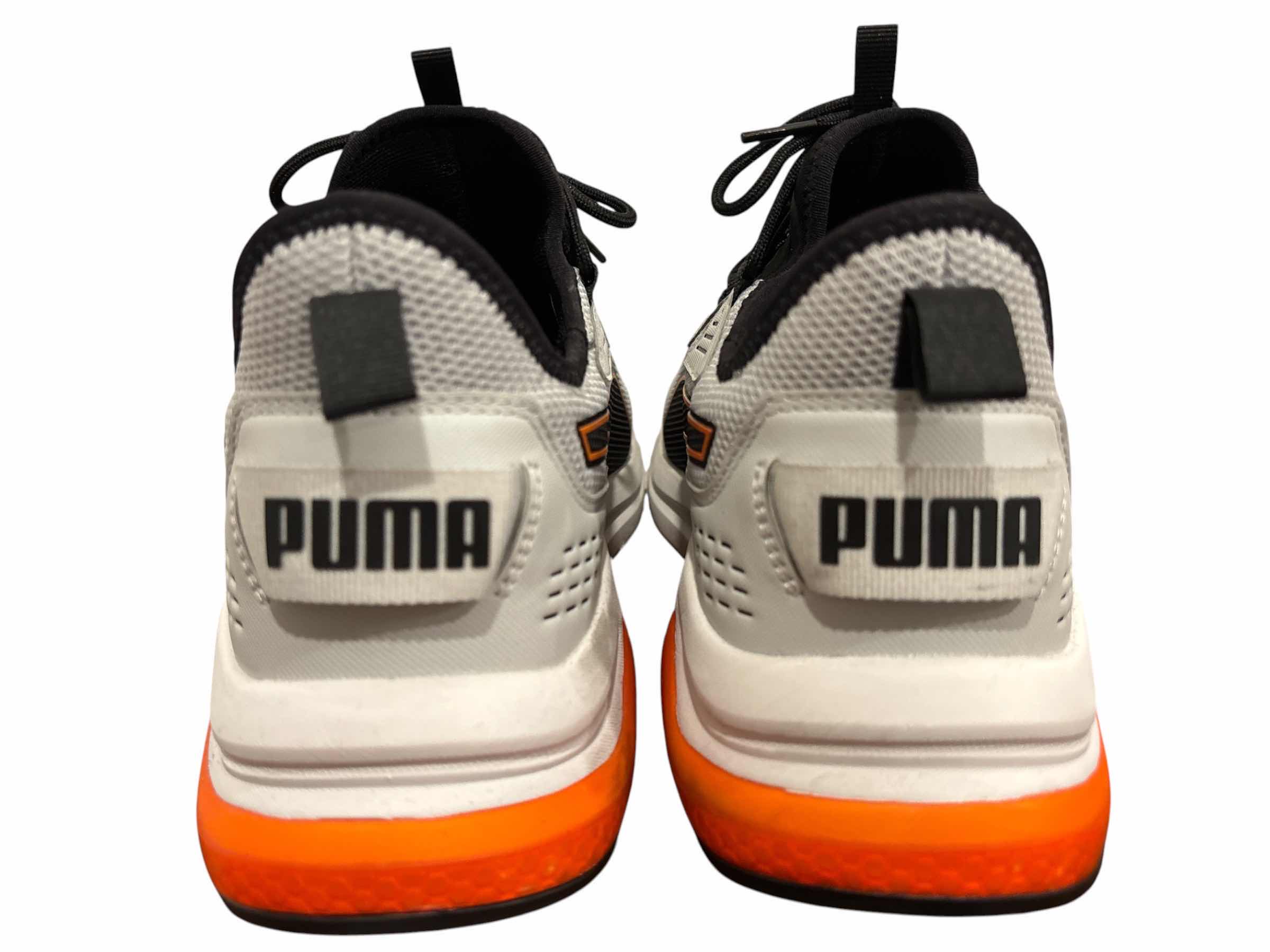 Photo 1 of MEN’S PUMA SHOES, SIZE 12 GREY/BLACK/ORANGE/WHITE