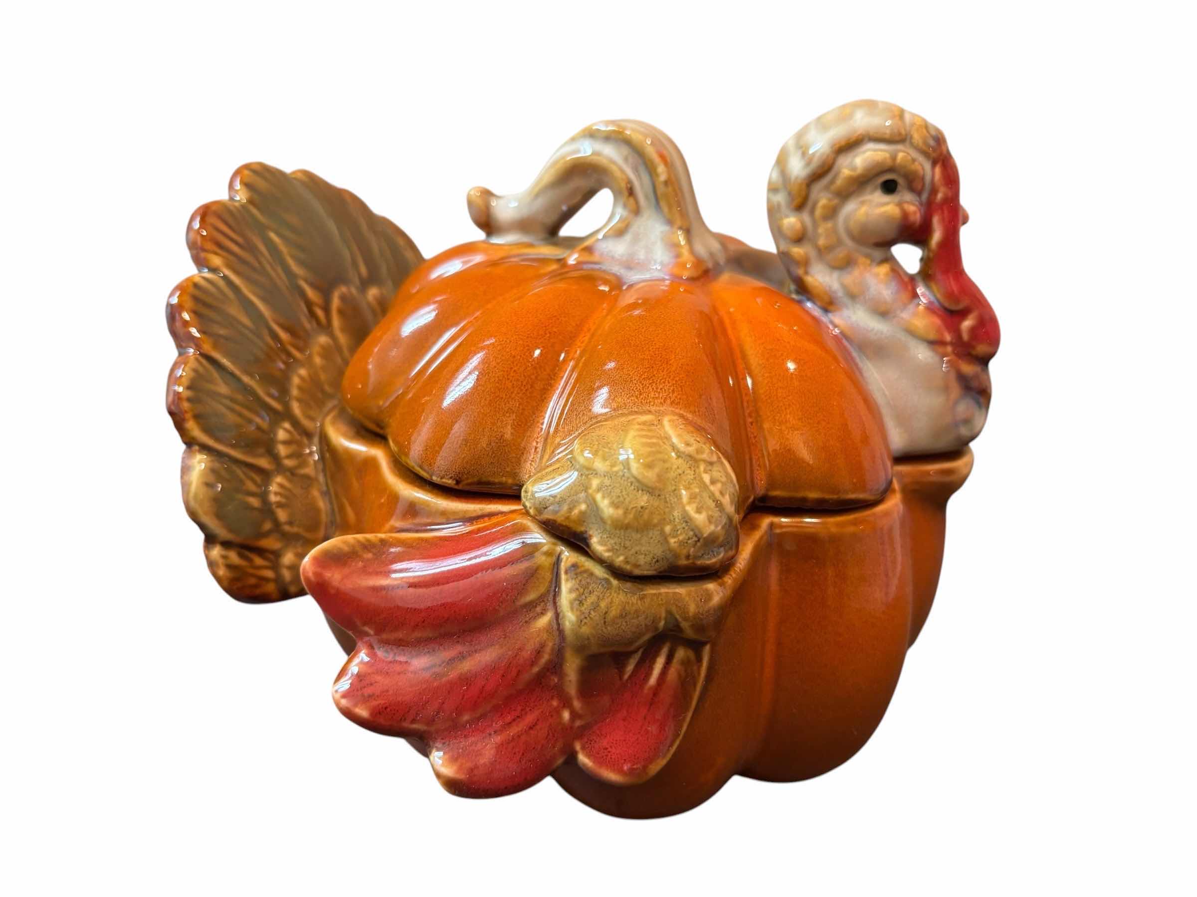 View 3 of CERAMIC TURKEY LIDDED DISH & TWO GRAVY BOATS