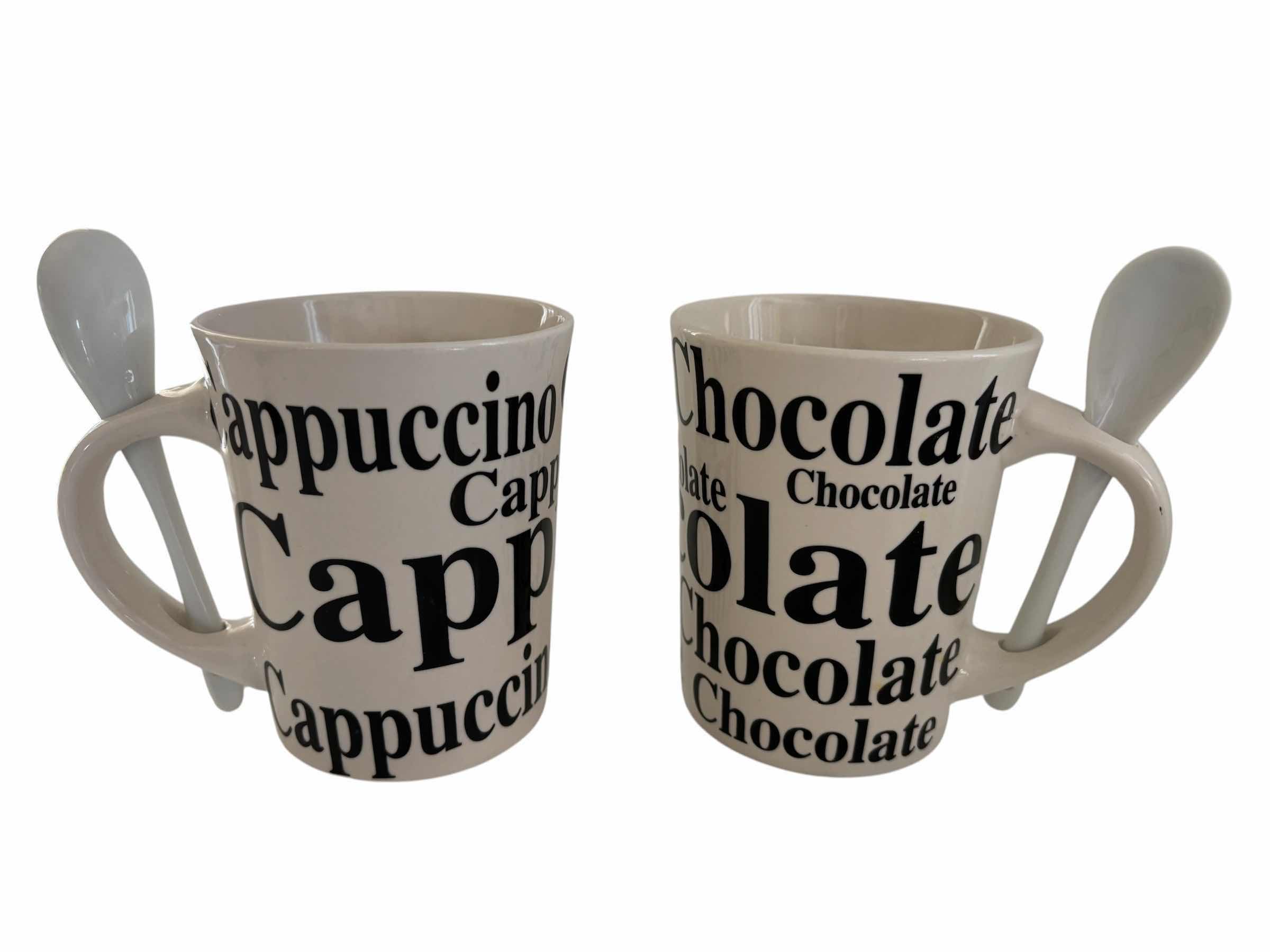 Photo 1 of 4 CERAMIC MUGS W SPOONS