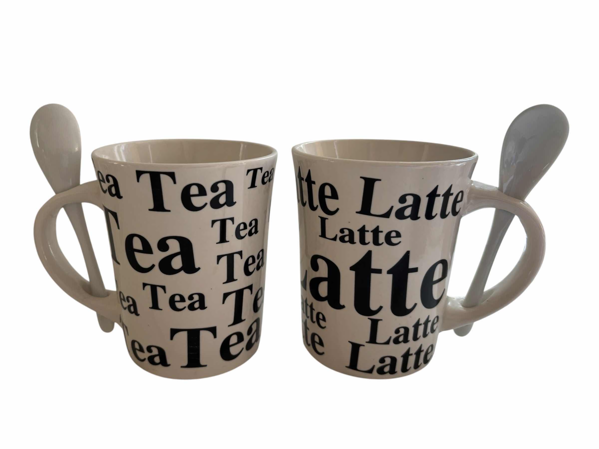 Photo 1 of 4 CERAMIC MUGS W SPOONS
