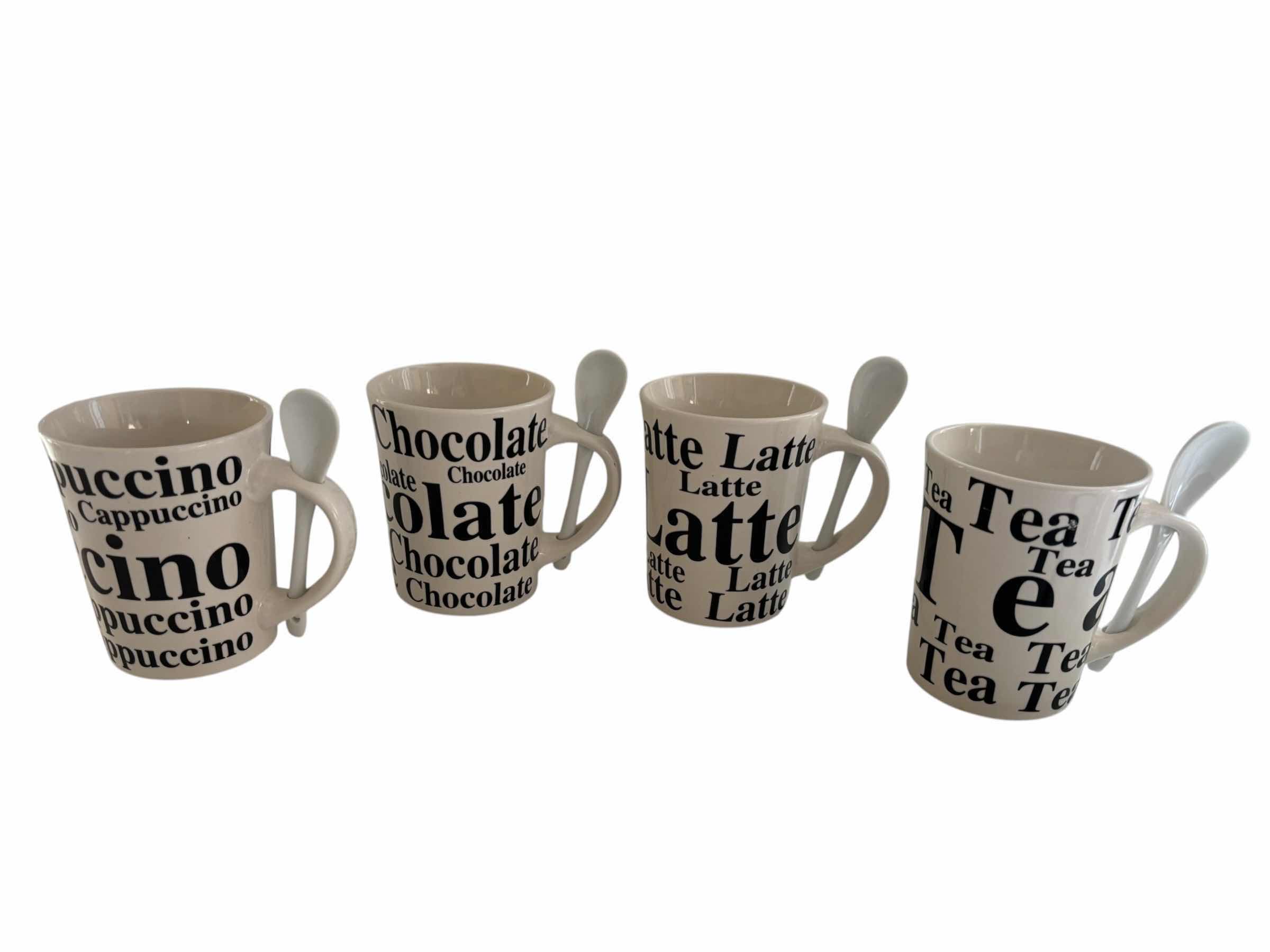 Photo 1 of 4 CERAMIC MUGS W SPOONS