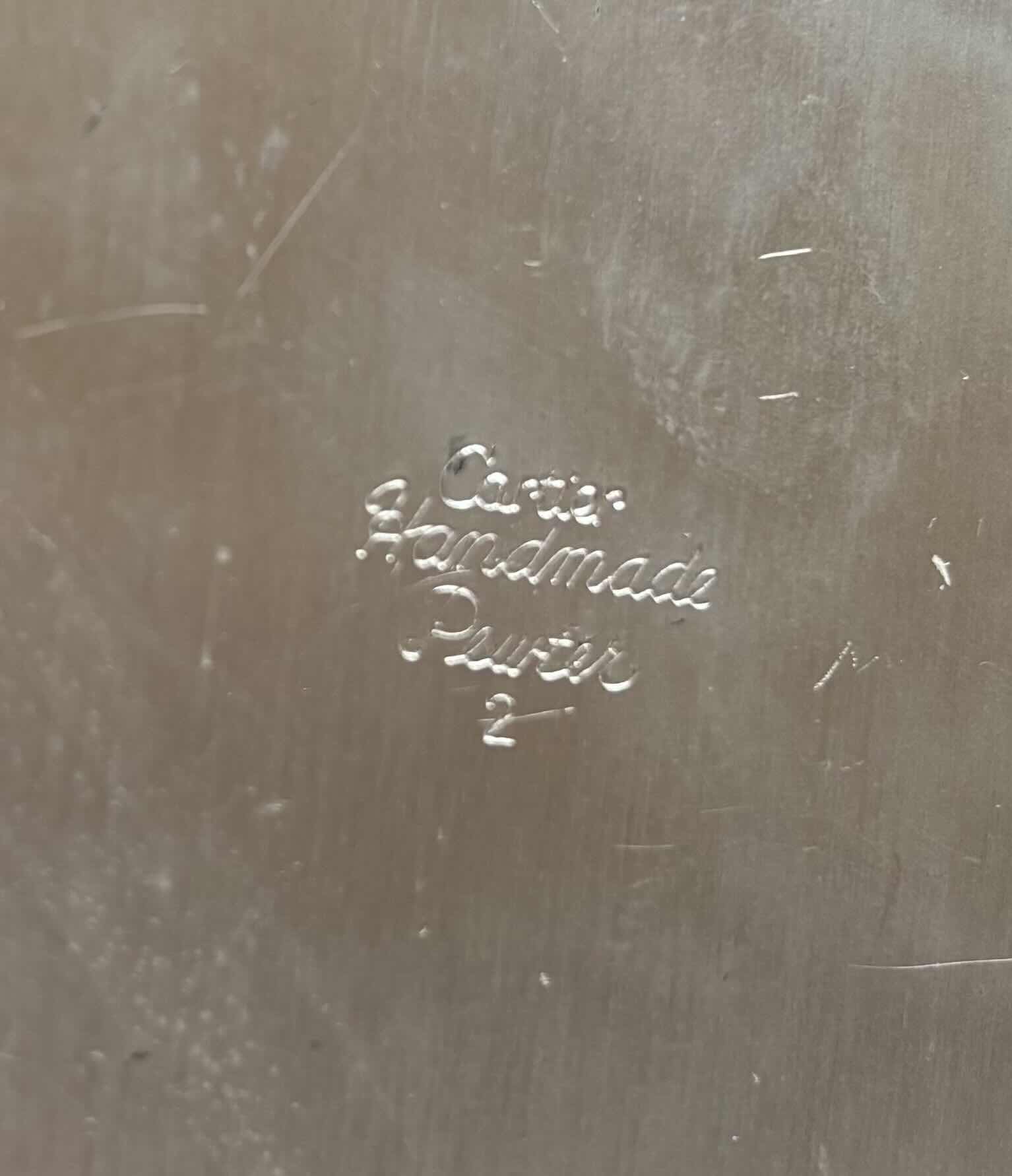 Photo 1 of VINTAGE CARTIER HANDMADE HAMMERED PEWTER DISH W PARAMOUNT PICTURES ETCHING 6.25” X 6.25” H1.6”