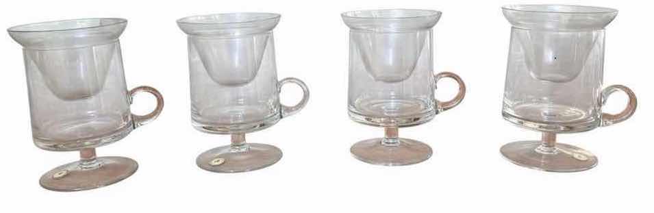 Photo 1 of VINTAGE ROMANIAN CLEAR GLASS SHRIMP COCKTAIL / DESSERT GOBLETS WITH INSERTS H5.5” $82