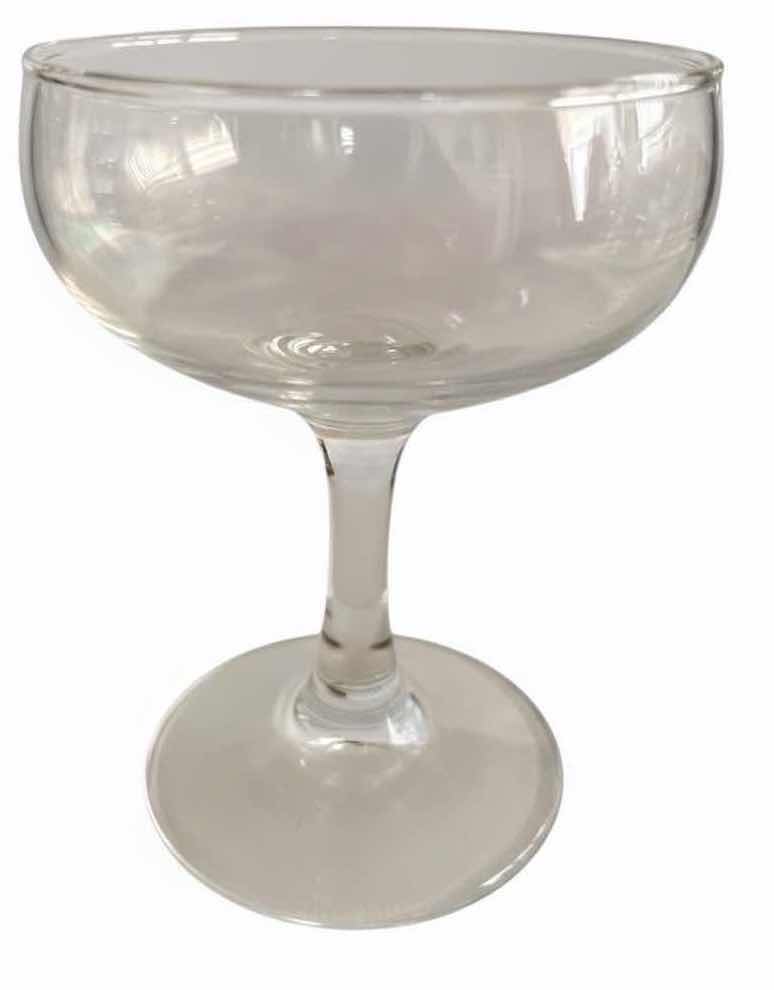 Photo 1 of (35)PCS VINTAGE CLEAR GLASS CHAMPAGNE COUPE STEMWARE SET H5”