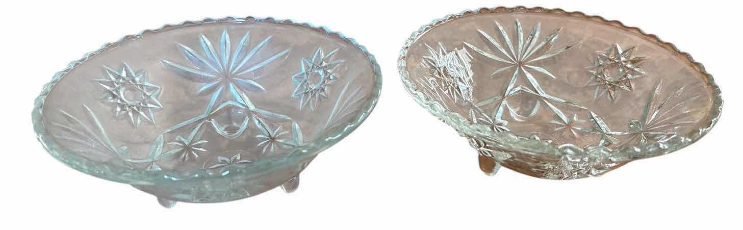 Photo 1 of VINTAGE CUT GLASS STARBURST FOOTED SERVING BOWLS D7”