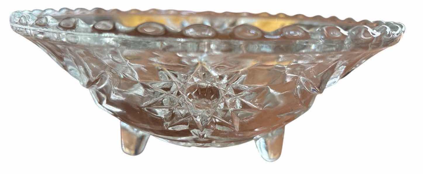 Photo 1 of VINTAGE CUT GLASS STARBURST FOOTED SERVING BOWLS D7”