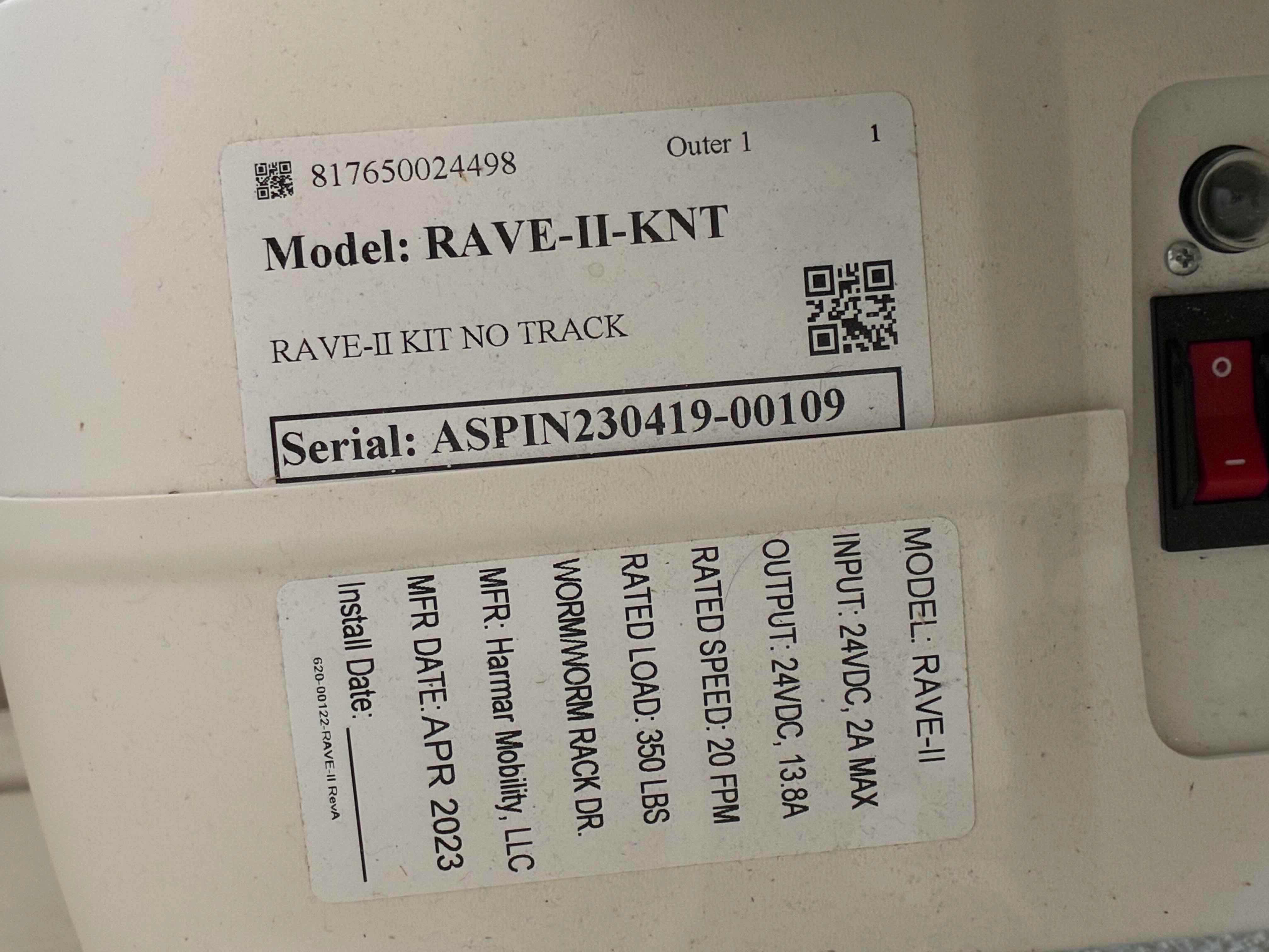 Photo 1 of AMERIGLIDE RAVE-2 STAIR LIFT W 2 REMOTES, MANUAL, HARDWARE KIT. RAVE-II-KNT 175“ X 11.5“ H42“ $3274