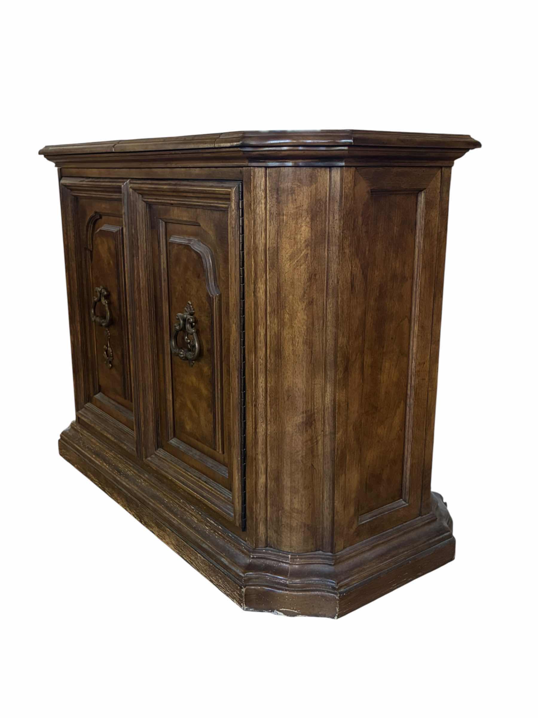 Photo 1 of MID-CENTURY BERNHARDT HIBRITEN WOOD ROLLING BUFFET CABINET 40.5” X 19” H30”