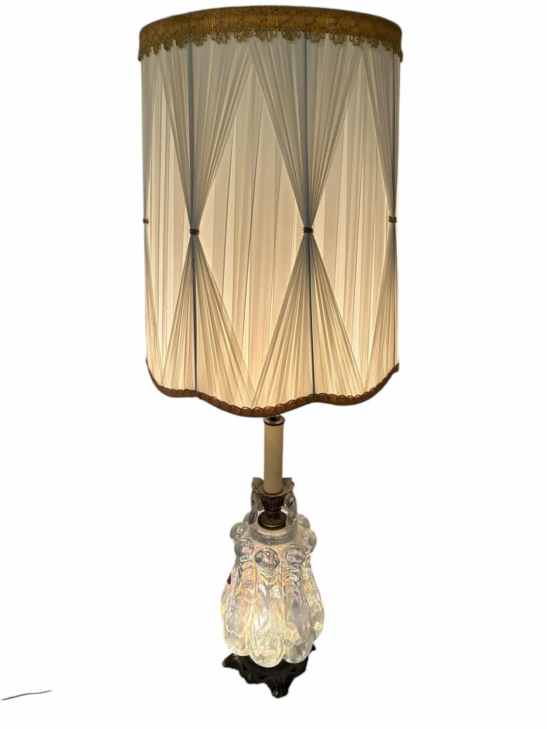 Photo 1 of VINTAGE GENUINE HANDBLOWN GLASS DUAL LIGHT TABLE LAMP 18“ X 49“