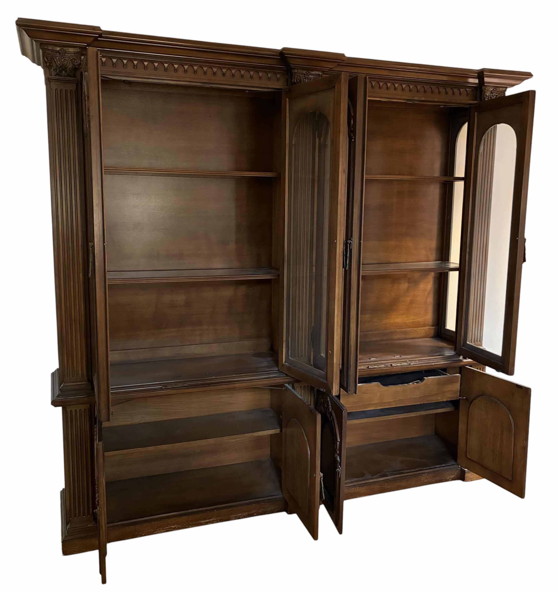 Photo 1 of MID-CENTURY WALNUT WOOD HUTCH CABINET 85“ X 17“ H82”