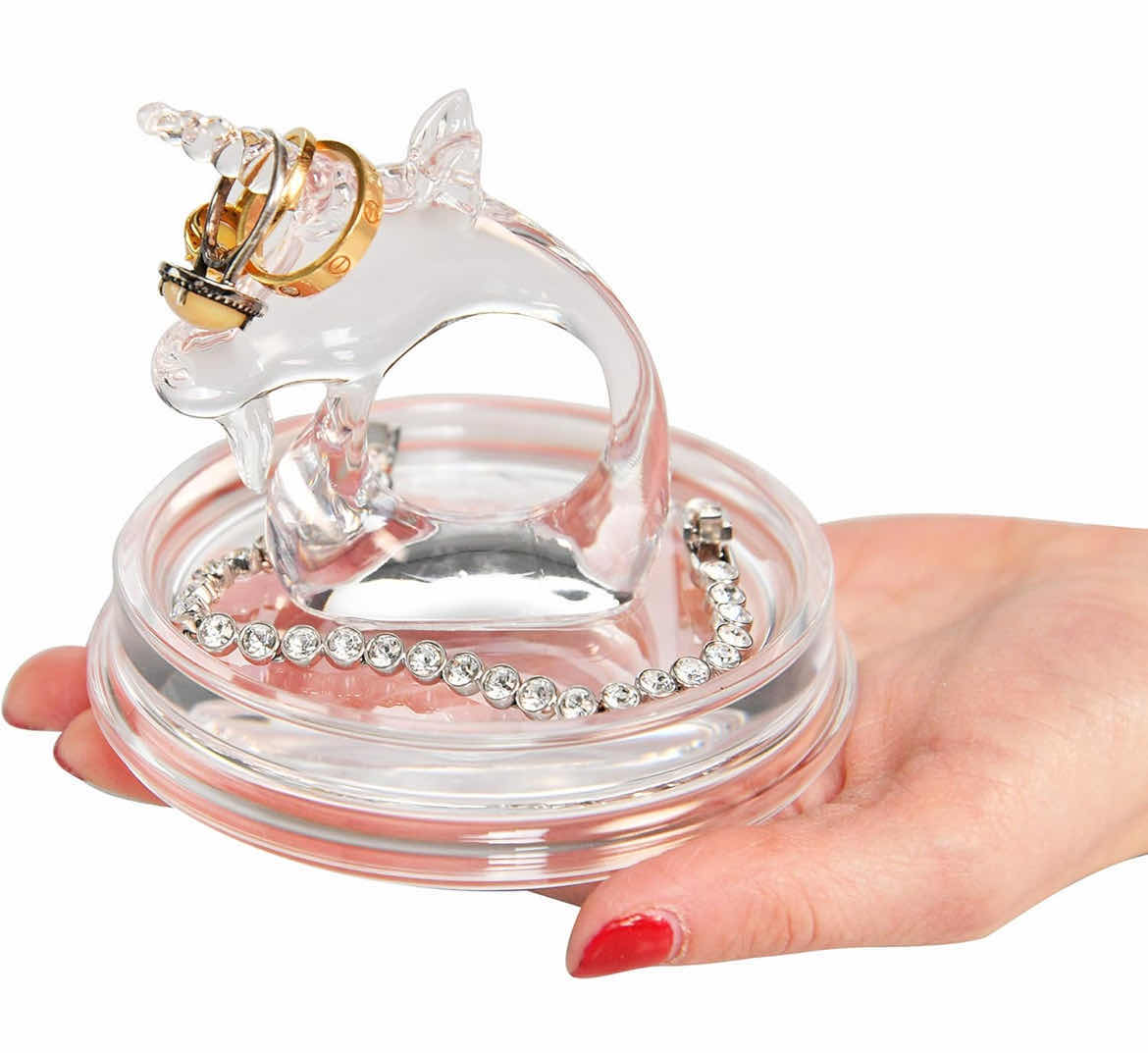 Photo 1 of CASE OF 48 ARAD UNICORN ACRYLIC RING HOLDER DISH JEWELRY TRAP TRINKET PLATTER