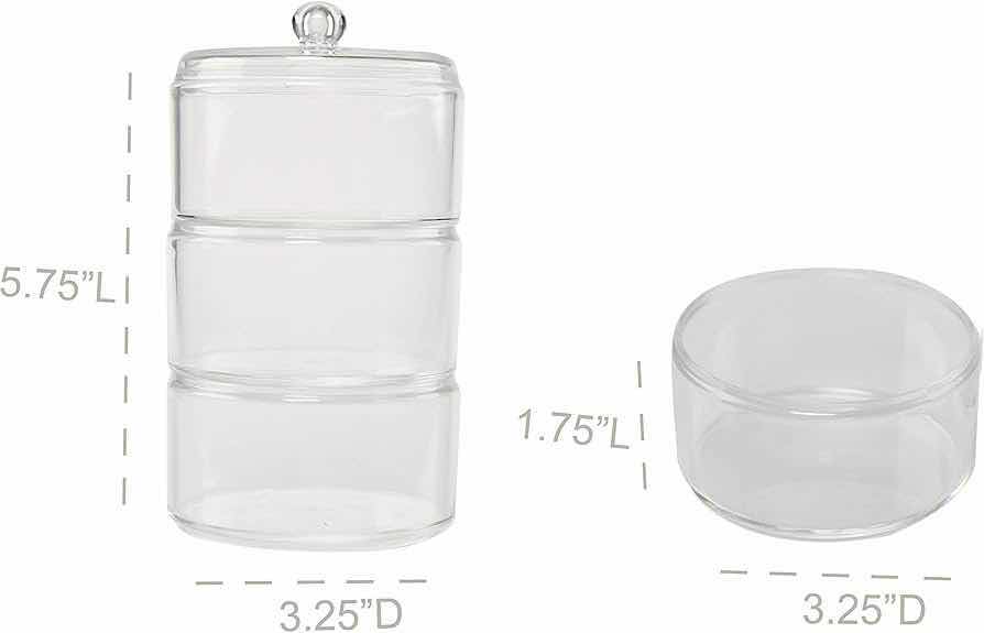 Photo 6 of CASE OF 24 HOME-X COTTON BALL AND SWABS HOLDER BATHROOM STORAGE 3 LEVEL APOTHECARY JAR WITH LID