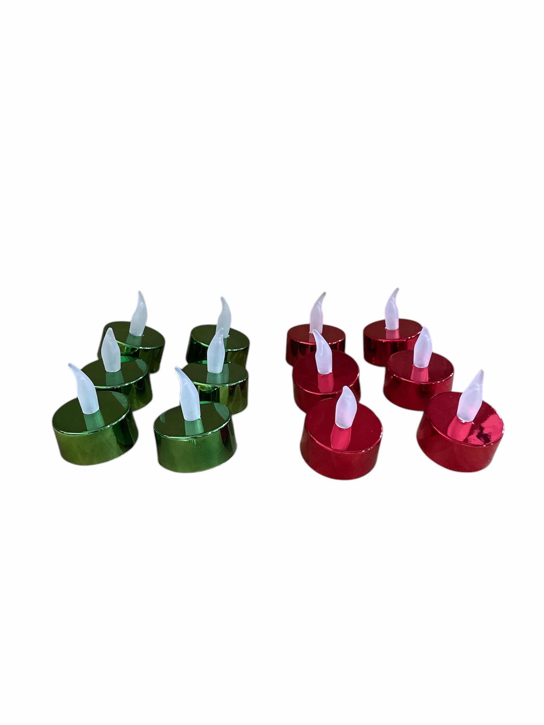 Photo 1 of BOX OF 21 SETS OF 12 HOME-X HOLIDAY FLAMELESS TEALIGHT VOTIVES (6 GREEN 6 RED)