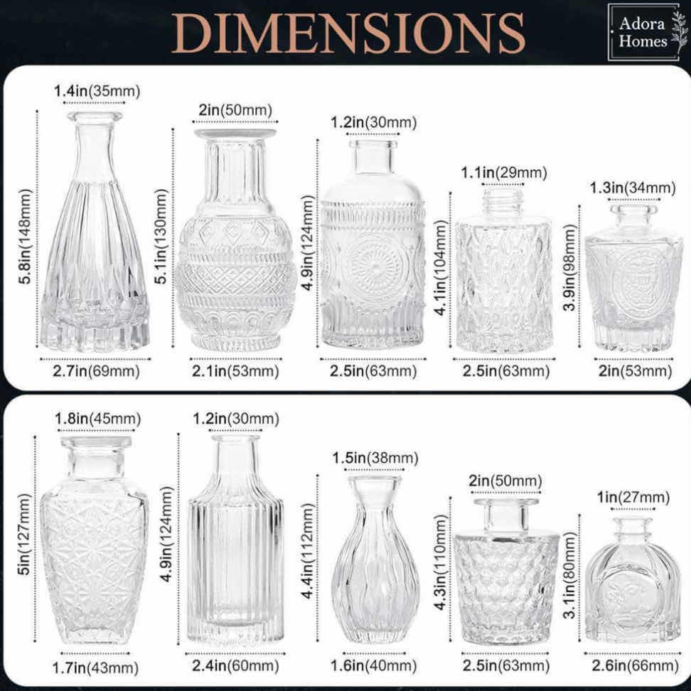 Photo 1 of CASE OF 4 ADORA HOMES VINTAGE RUSTIC STYLE CENTERPIECE SMALL BUD DECORATIVE VASES (SETS OF 10)