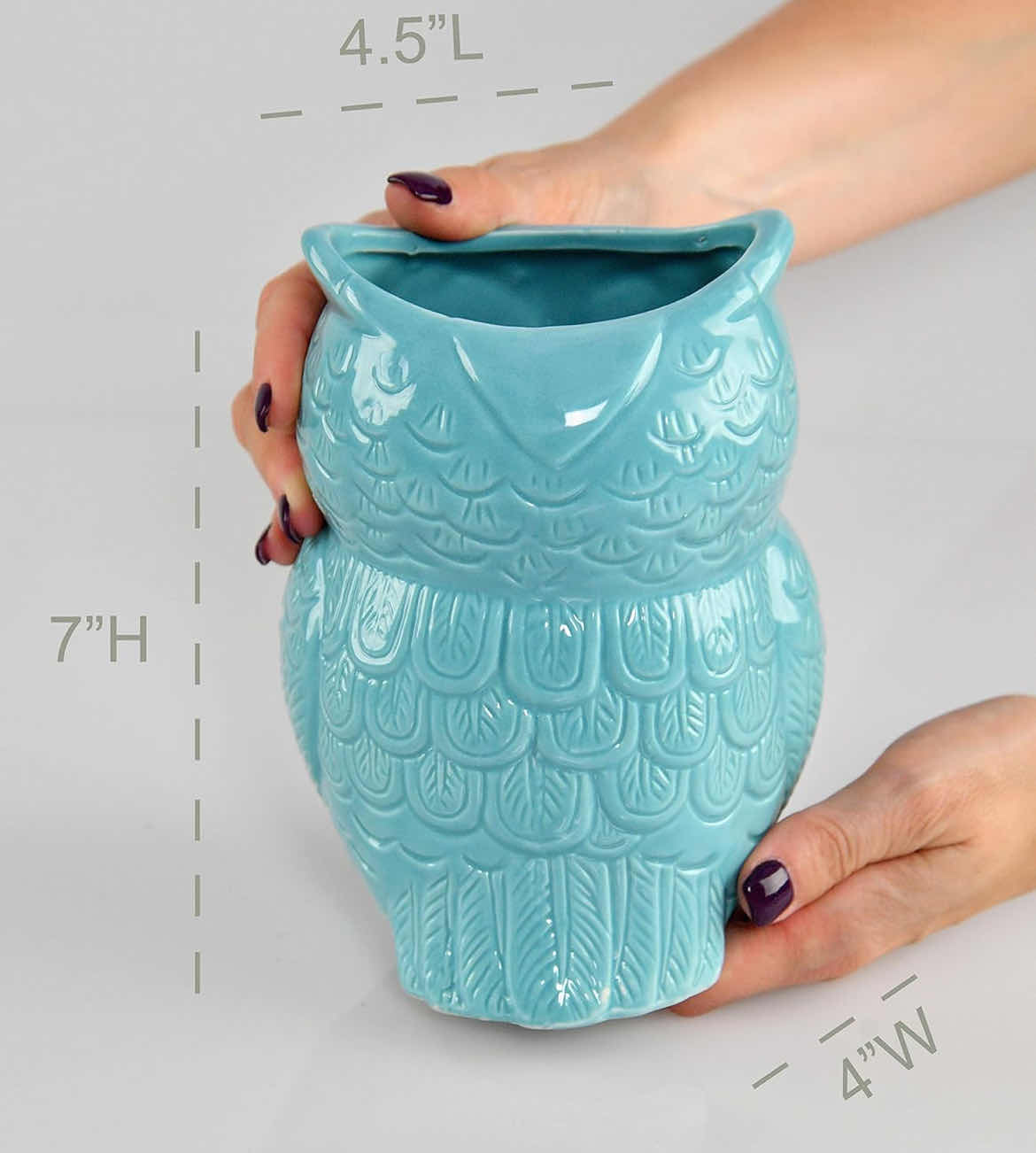 Photo 3 of CASE OF 12 HOME-X LARGE OWL DESIGN CERAMIC COOKING UTENSIL HOLDER, KITCHEN DECOR FOR COOKING ACCESSORIES, CERAMIC UTENSIL HOLDER-MULTIPURPOSE- AQUA BLUE-7” H X 4” D