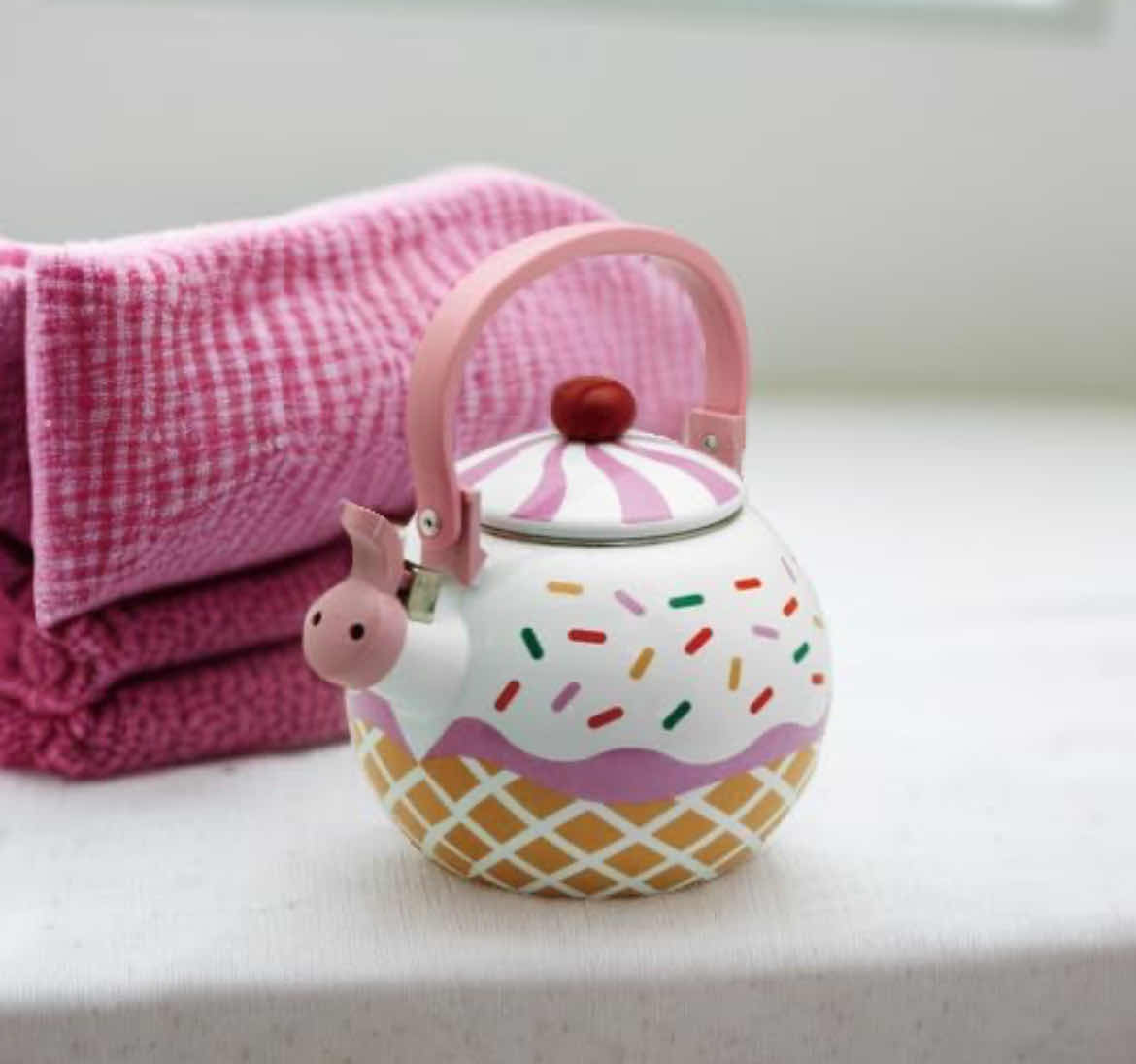 Photo 1 of CASE OF 6 HOME-X STRAWBERRY CUPCAKE WHISTLING TEA KETTLE FOR STOVE TOP 1.7QT CUTE KITCHEN ACCESSORIES