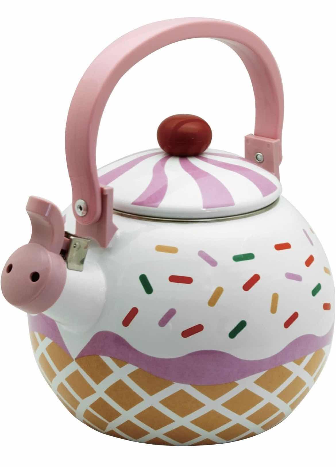 Photo 1 of CASE OF 6 HOME-X STRAWBERRY CUPCAKE WHISTLING TEA KETTLE FOR STOVE TOP 1.7QT CUTE KITCHEN ACCESSORIES