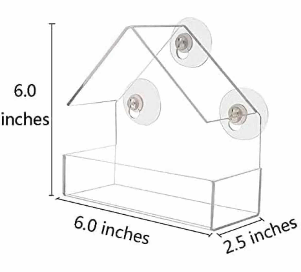 Photo 1 of CASE OF 24 HOME-X WINDOW BIRD FEEDER HOUSE WITH EXTRA STRONG SUCTION CUPS CLEAR BIRD SEED HOLDER