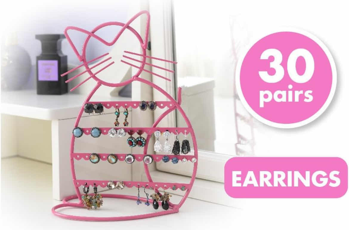Photo 3 of CASE OF 16 ARAD CAT-SHAPED EARRING HOLDER, JEWELRY RACK, DISPLAY ORGANIZER FOR PIERCINGS (PINK FINISH)