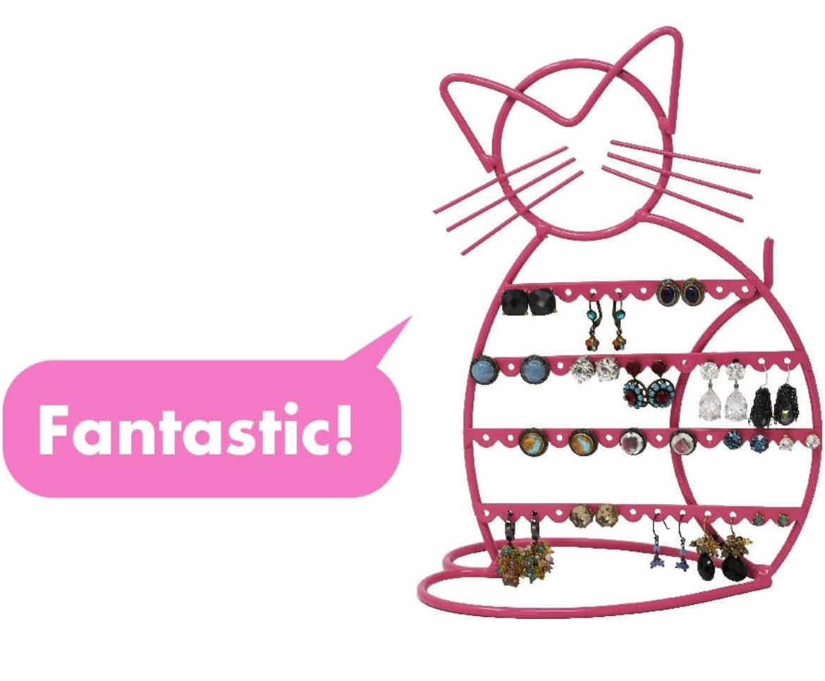 Photo 2 of CASE OF 16 ARAD CAT-SHAPED EARRING HOLDER, JEWELRY RACK, DISPLAY ORGANIZER FOR PIERCINGS (PINK FINISH)