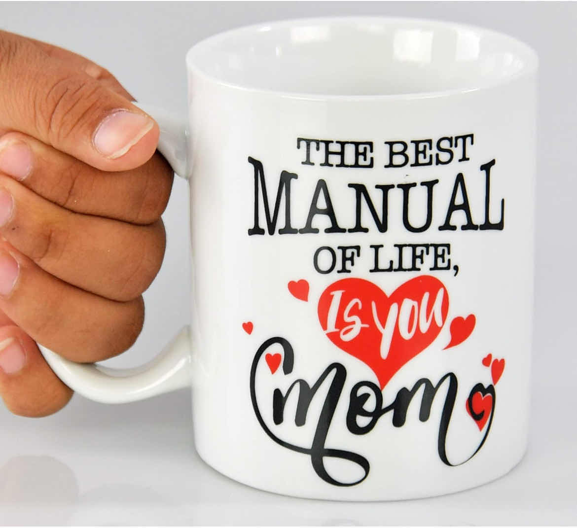 Photo 2 of CASE OF 18 HOME-X “THE BEST MANUAL OF LIFE IS YOU MOM” NOVELTY CERAMIC COFFEE MUG 3 ½" D x 3 ¾" H, 14 Oz WHITE