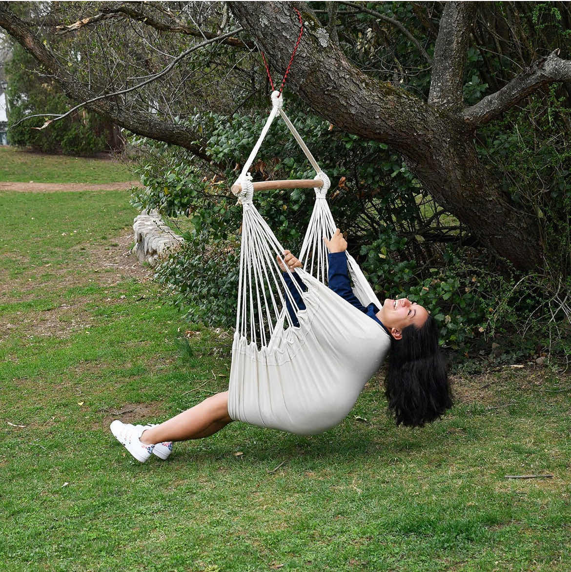 Photo 2 of CASE OF 4 ARAD WHITE HANGING ROPE HAMMOCK CHAIR SWING SEAT FOR ANY INDOOR OR OUTDOOR SPACES MAX. 265 LBS. 2 SEAT CUSHIONS INCLUDED