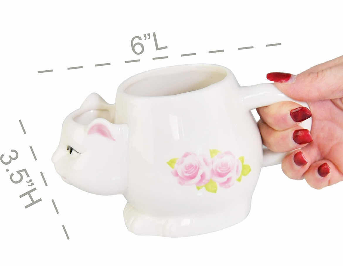 Photo 4 of CASE OF 12 HOME-X CERAMIC COFFEE MUG WITH CAT HEAD TEABAG HOLDER OFFICE HOME KITCHEN 12OZ