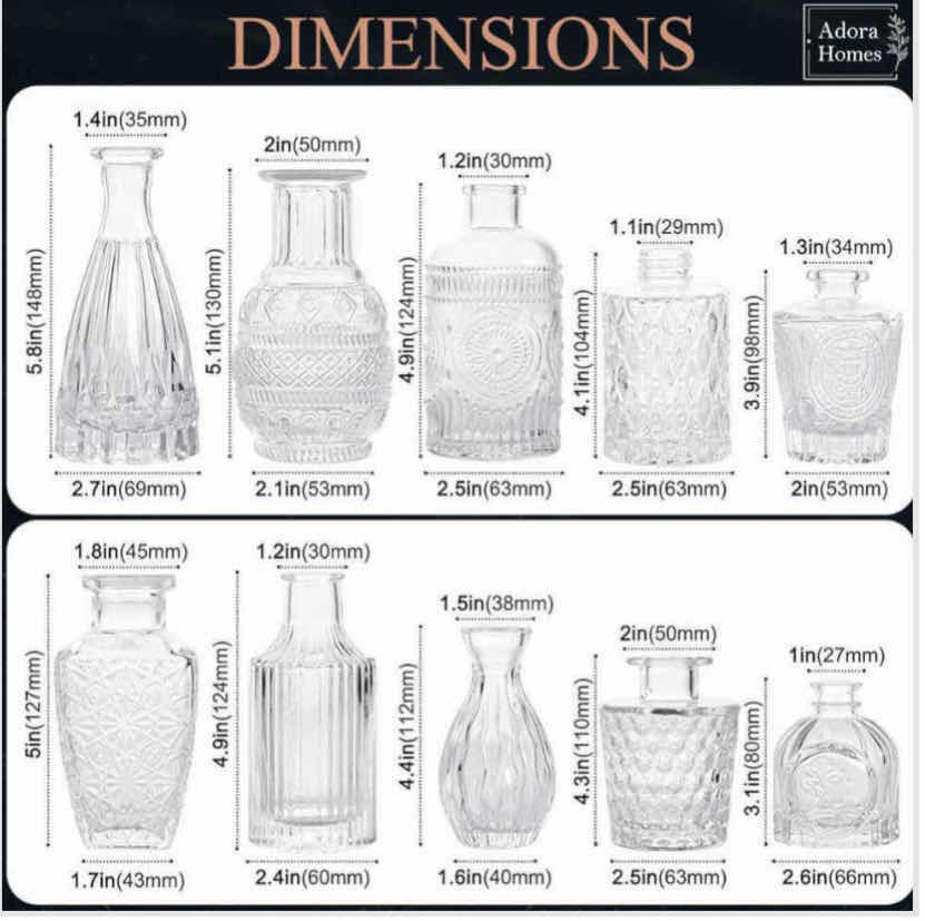 Photo 1 of CASE OF 4 ADORA HOMES VINTAGE RUSTIC STYLE CENTERPIECE SMALL BUD DECORATIVE VASES (SETS OF 10)