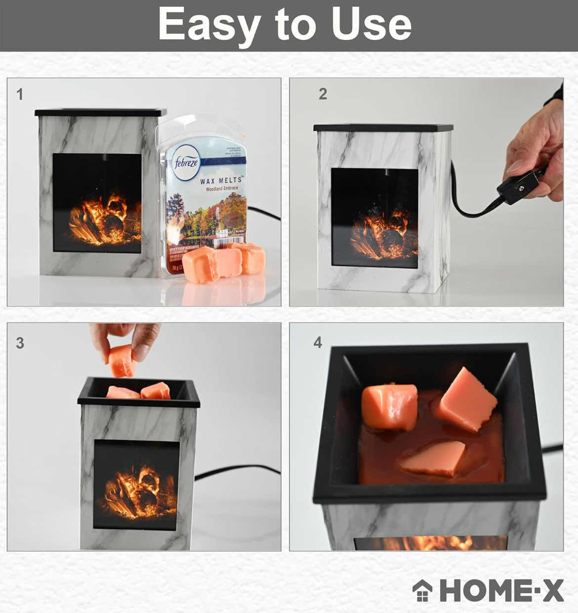 Photo 1 of CASE OF 12 HOME-X GLOWING FIREPLACE WAX WARMER MARBLE