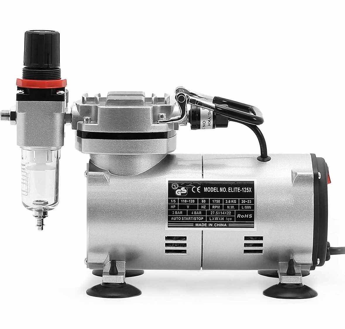 Photo 1 of POINTZERO 1/5 HP AIRBRUSH COMPRESSOR W REGULATOR, GAUGE & WATER TRAP AIR-ELITE-125X