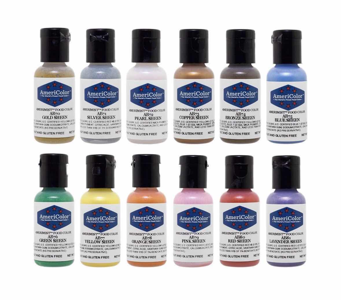 Photo 1 of AMERICOLOR SET OF 12 SHEEN AIRBRUSH PEARLESCENT COLOR KIT (.65oz per bottle)