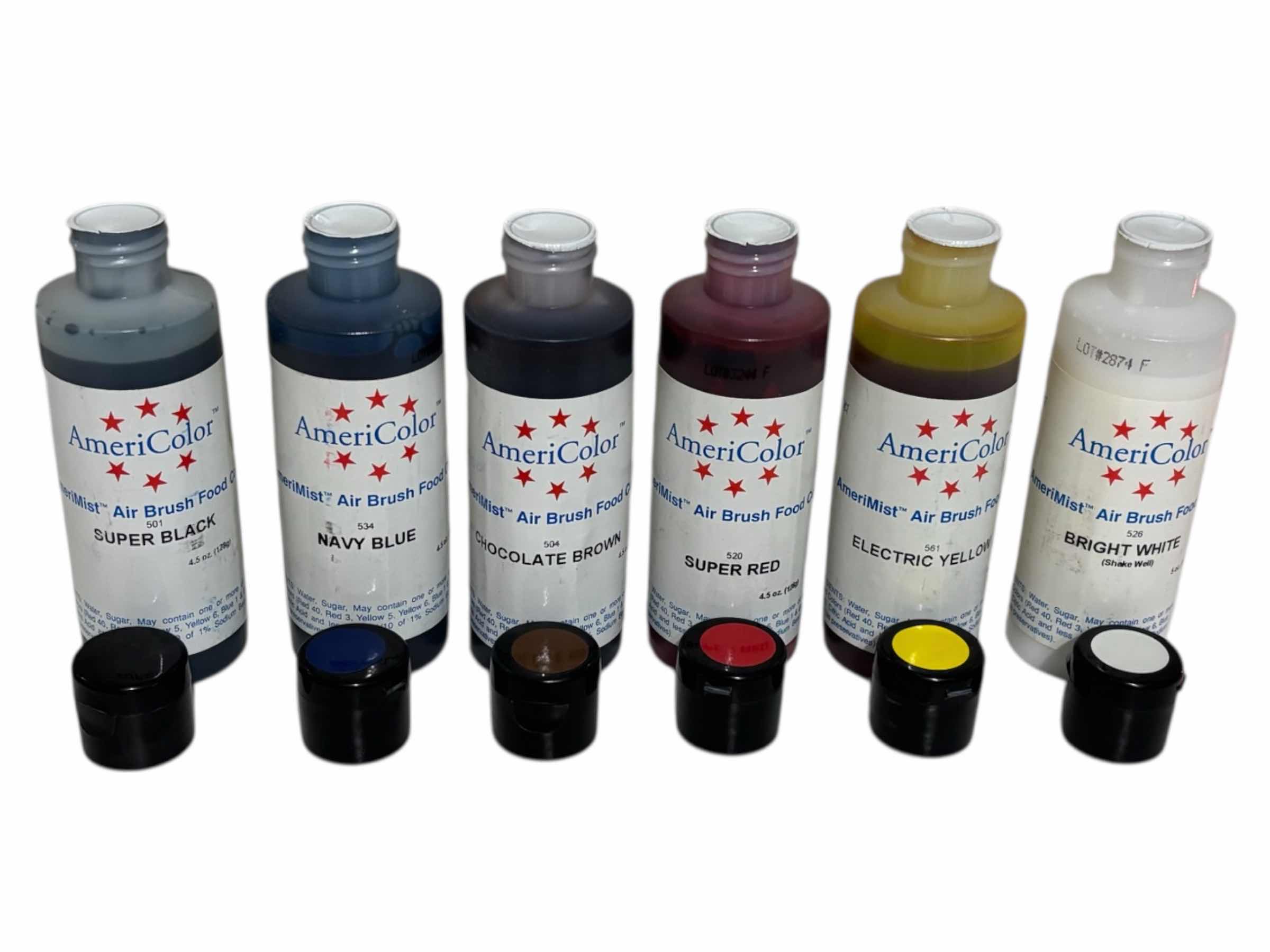 Photo 1 of AMERICOLOR AMERIMIST AIR BRUSH FOOD COLOR, SIX 4.5OZ  BOTTLES