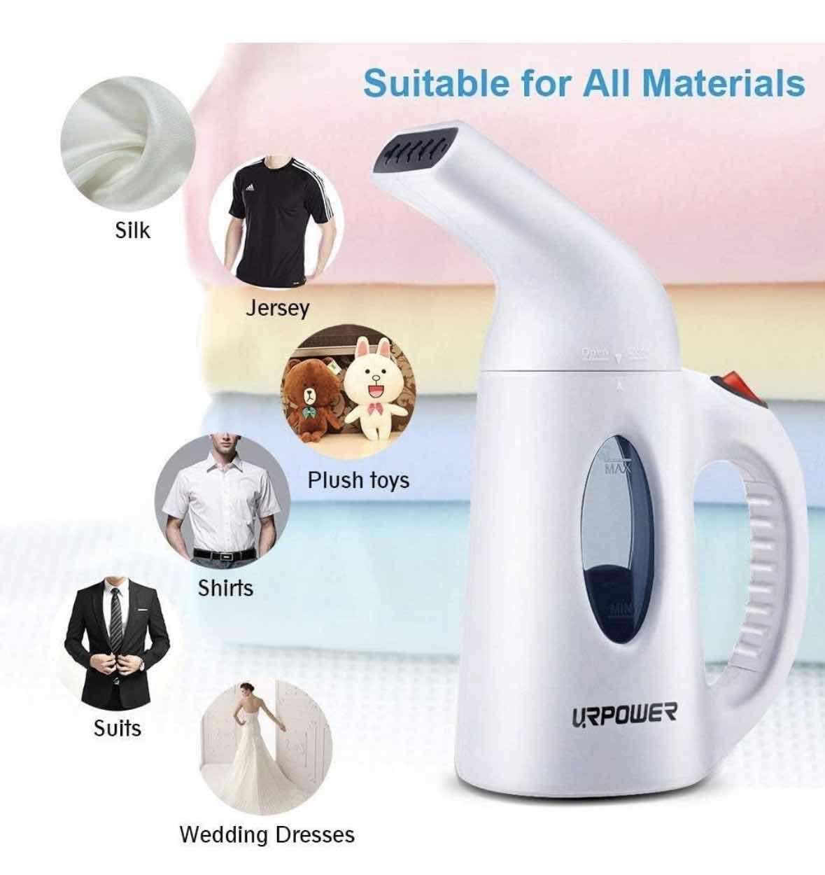 Photo 1 of URPOWER TRAVEL GARMENT STEAMER, PORTABLE HANDHELD FAST HEAT-UP 130ml, WHITE