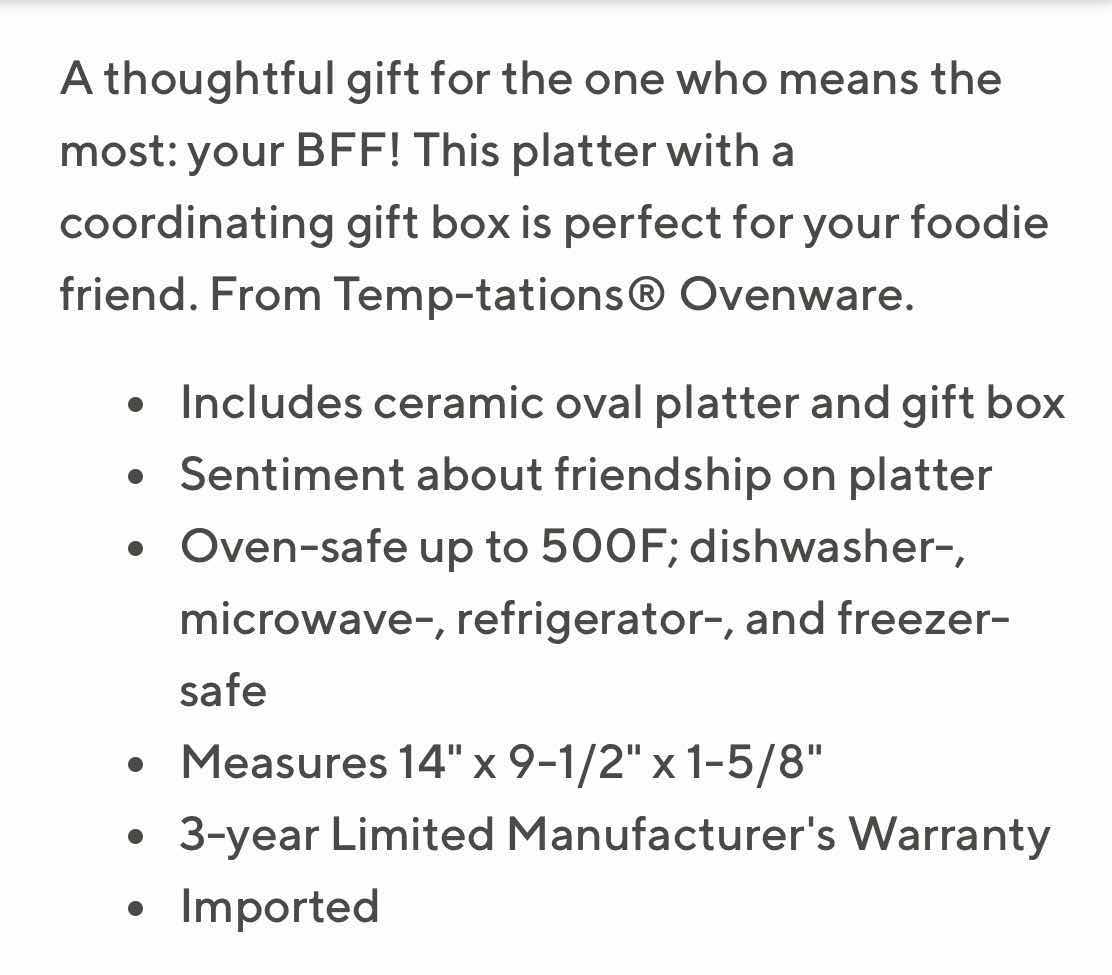 Photo 1 of TEMP-TATIONS OVENWARE WOODLAND FRIENDSHIP PLATTER IN GIFT BOX, 14.5” X 9.5”