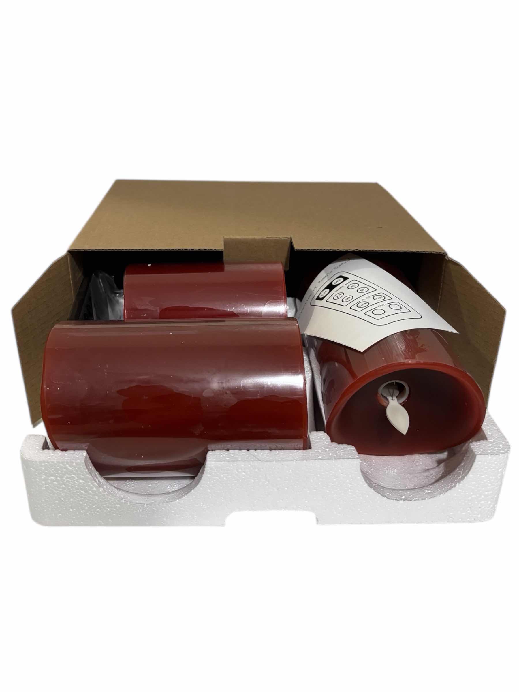 Photo 1 of ROOMSILY 3-PACK REAL WAX PILLAR BATTERY OPERATED FLAMELESS CANDLES W 24 HR TIMER & 10 KEY REMOTE CONTROL, RED