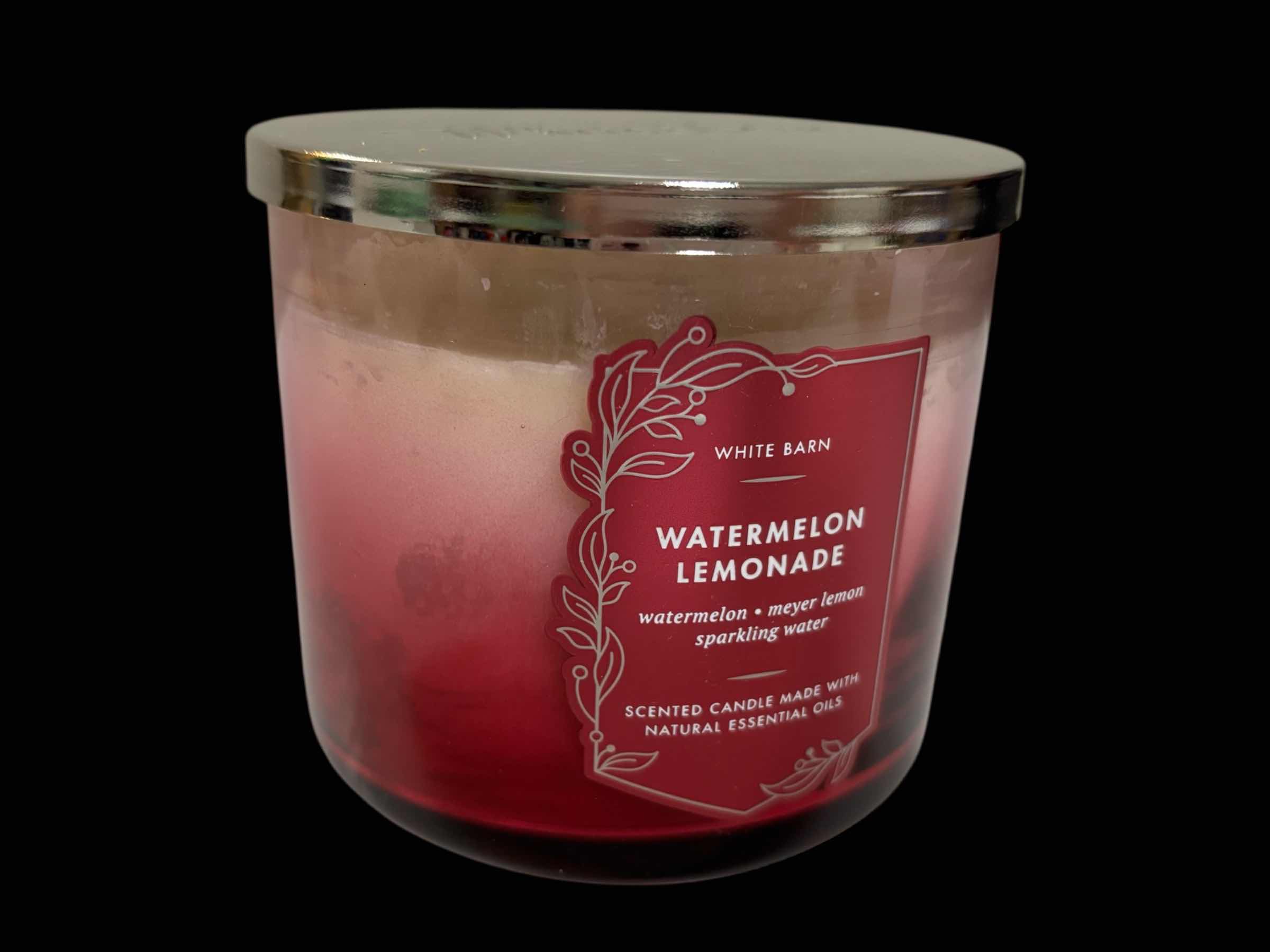 Photo 1 of BATH & BODY WORKS WHITE BARN SCENTED 3-WICK 14.5oz CANDLE, WATERMELON LEMONADE