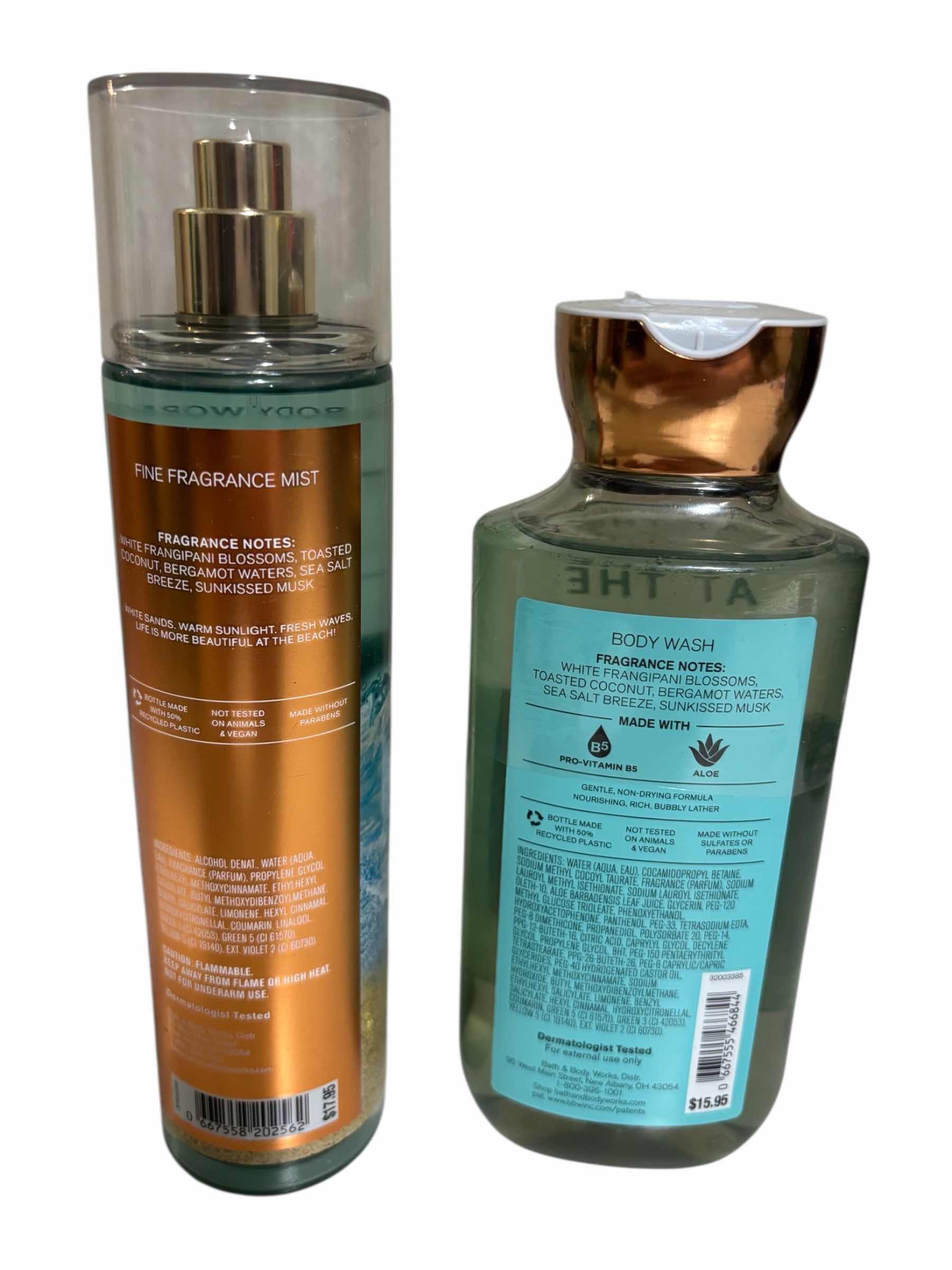 Photo 1 of BATH & BODY WORKS 2PC BODY WASH & FINE FRAGRANCE MIST, AT THE BEACH