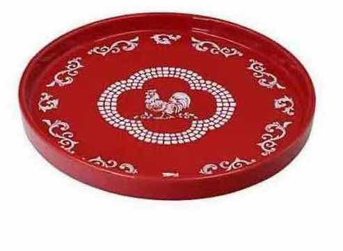 Photo 1 of TEMP-TATIONS OVENWARE DOODLE DOO RED ROOSTER 13” CERAMIC LAZY SUSAN