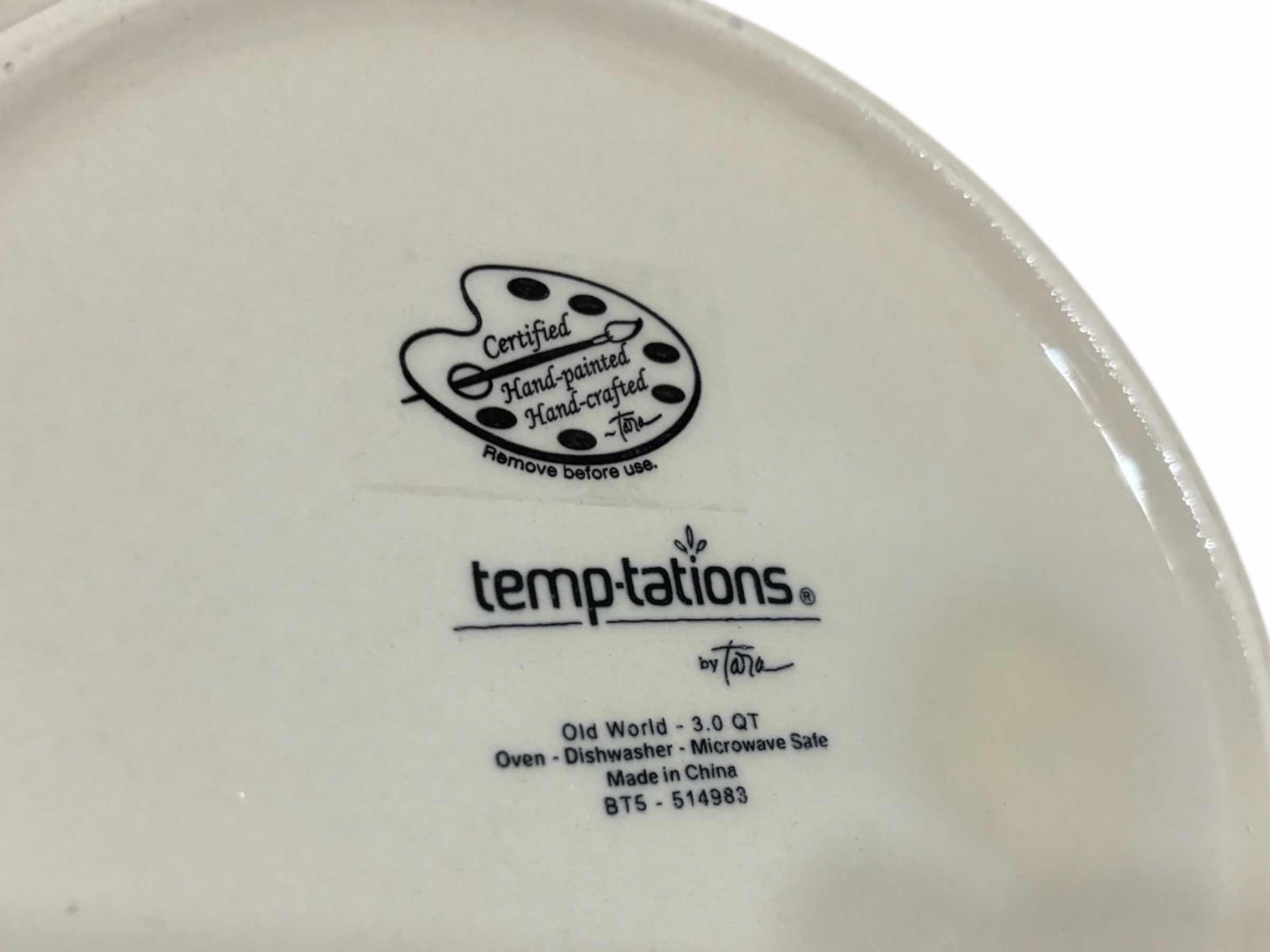 Photo 1 of TEMP-TATIONS OVENWARE OLD WORLD CERAMIC 3 QT SOUP TUREEN W LID & LADLE SPOON