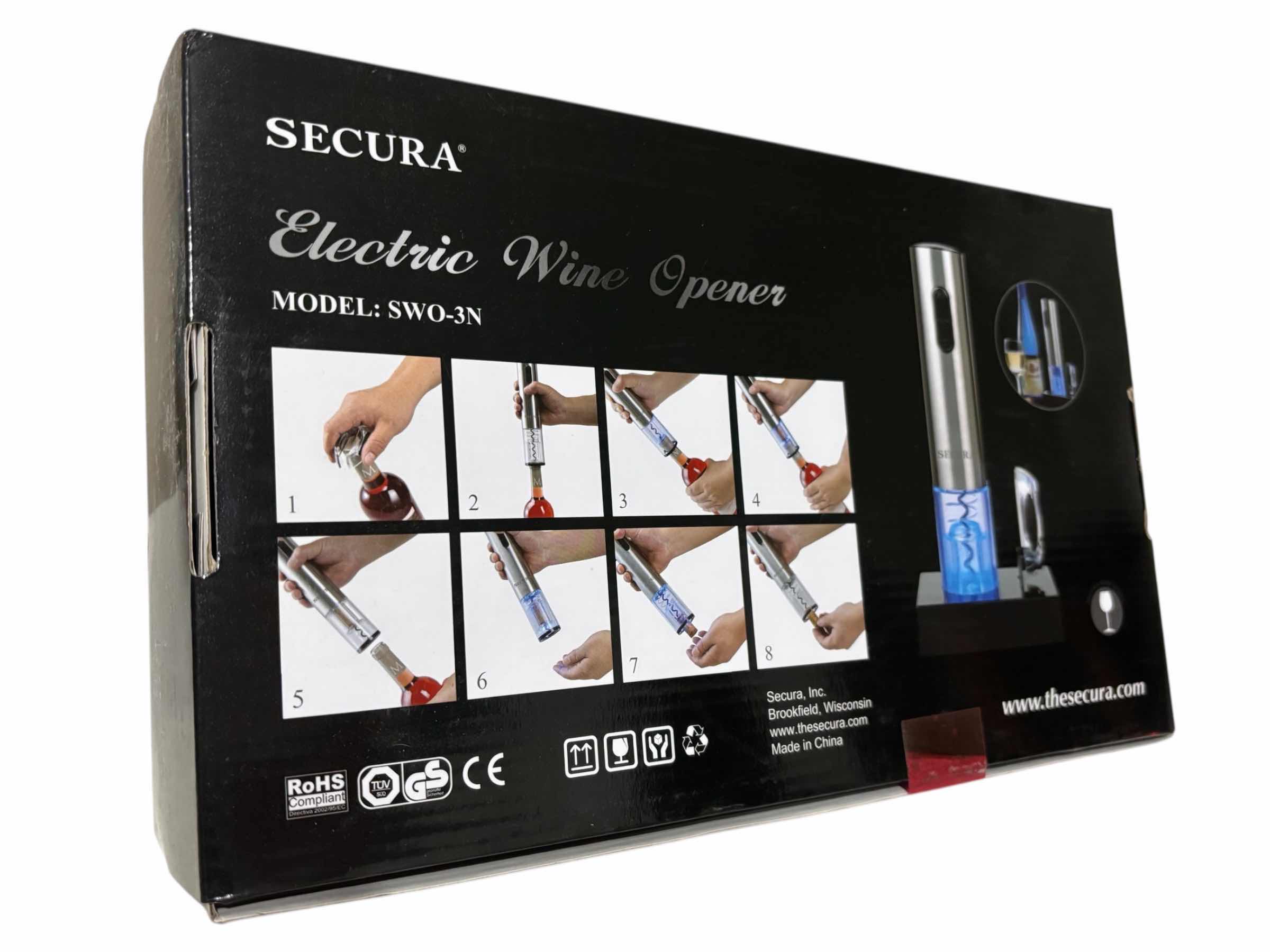 Photo 1 of SECURA ELECTRIC WINE OPENER W FOIL CUTTER & RECHARGEABLE BASE, SWO-3N