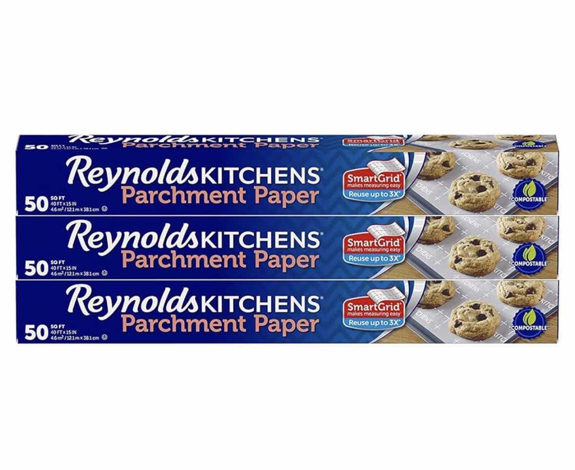 Photo 1 of NIB REYNOLDS KITCHENS PARCHMENT PAPER ROLL W SMART-GRID, 3-PACK OF 50 SQ FT (150 SQ FT) $33