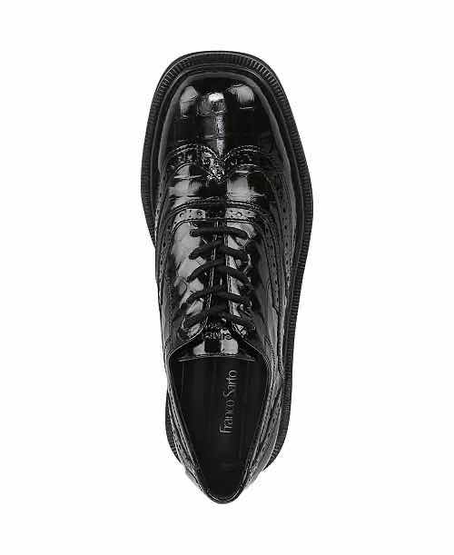 Photo 1 of FRANCO SARTO AUDREY CROC EMBOSSED WINGTIP OXFORD, BLACK PATENT LEATHER WOMENS SIZE 8.5M $125