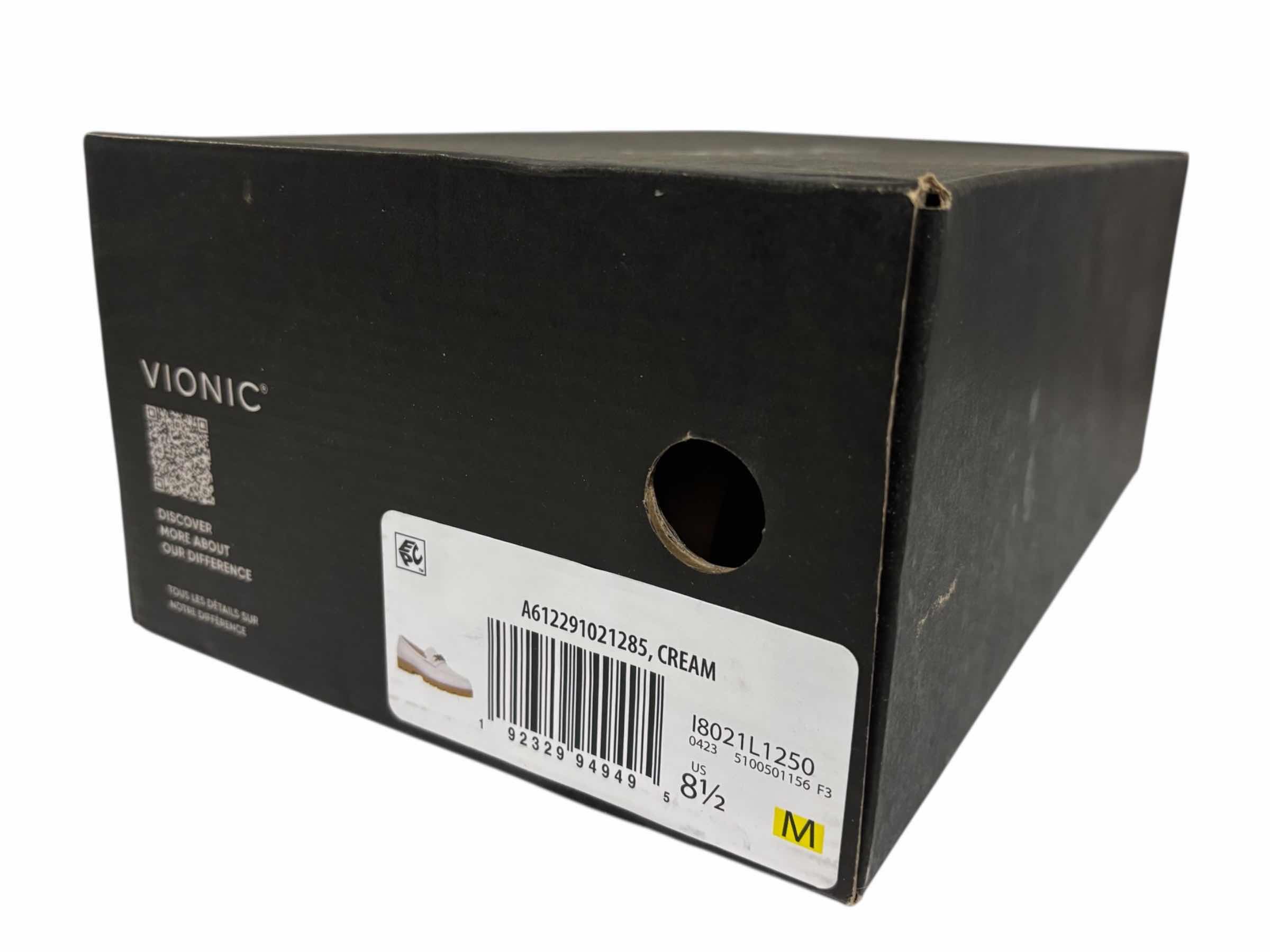 Photo 1 of NIB VIONIC EMALYN TUMBLED LEATHER SLIP-ON LOAFER W LINKED CHAIN DETAIL, CREAM WOMENS SIZE 8.5M $60